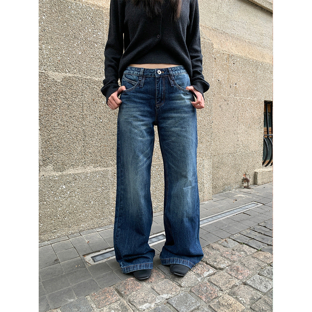 Style Fitted Jeans with Pocket Design, Casual Slim Fit Long Pants