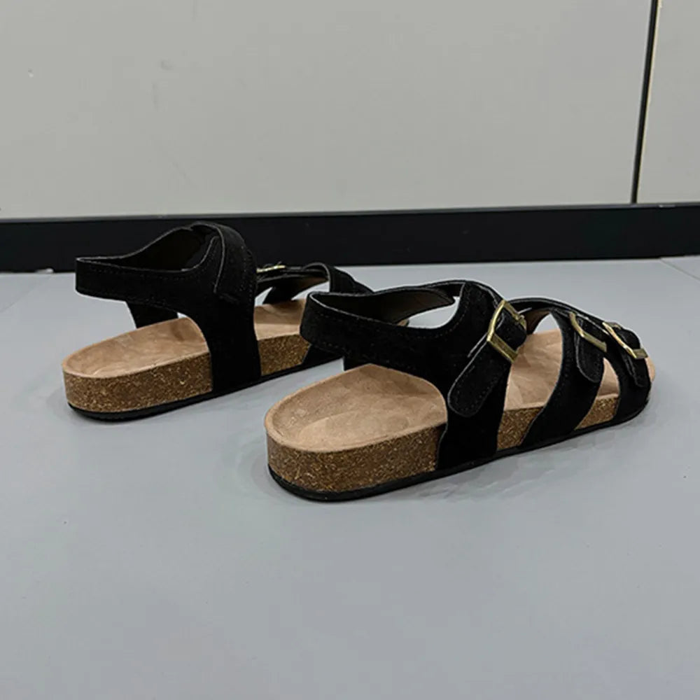 Open Toe Flat Buckle Sandals