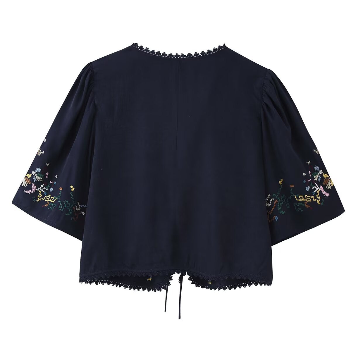Flower Embroidered Short Top