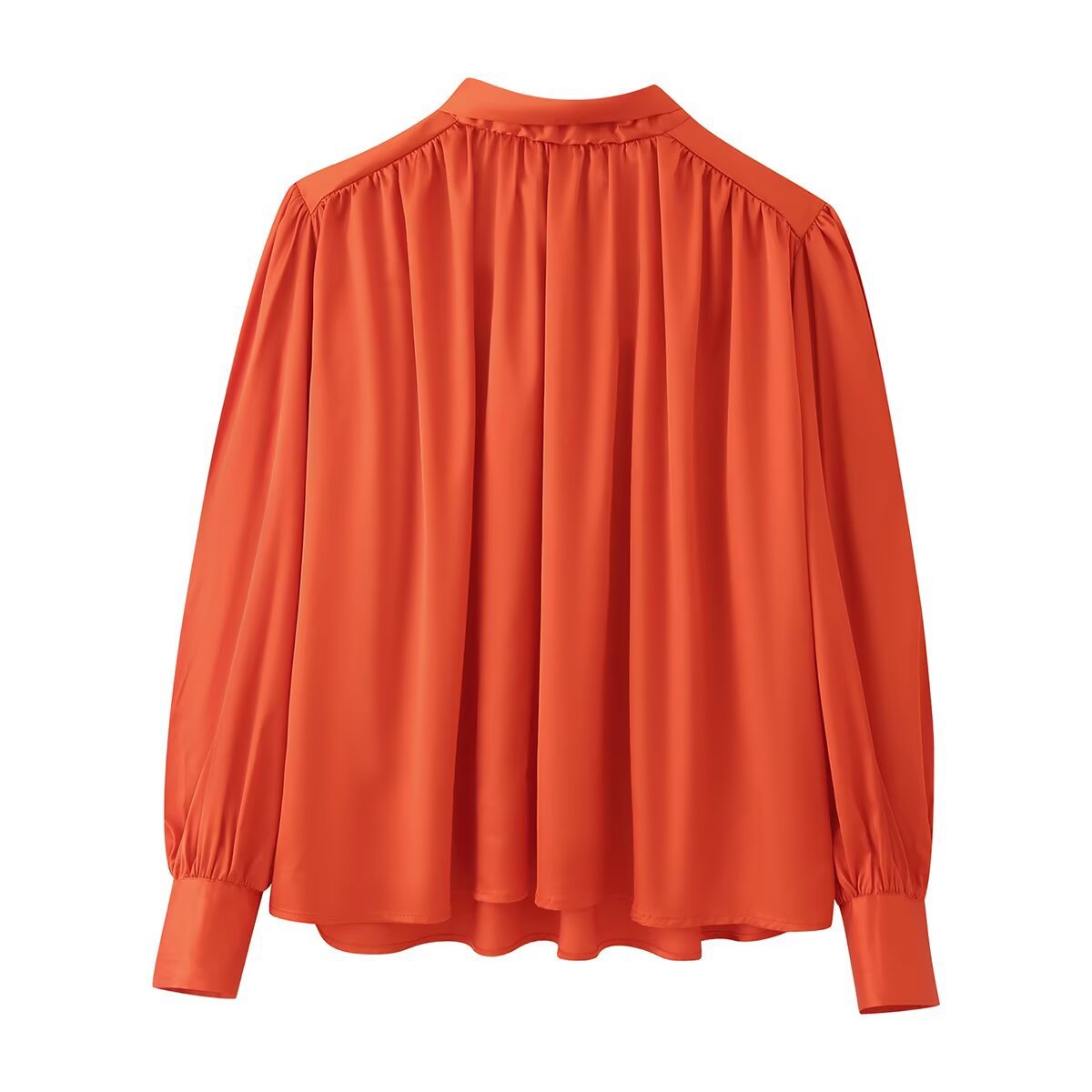 Back lace up silk textured pleated shirt
