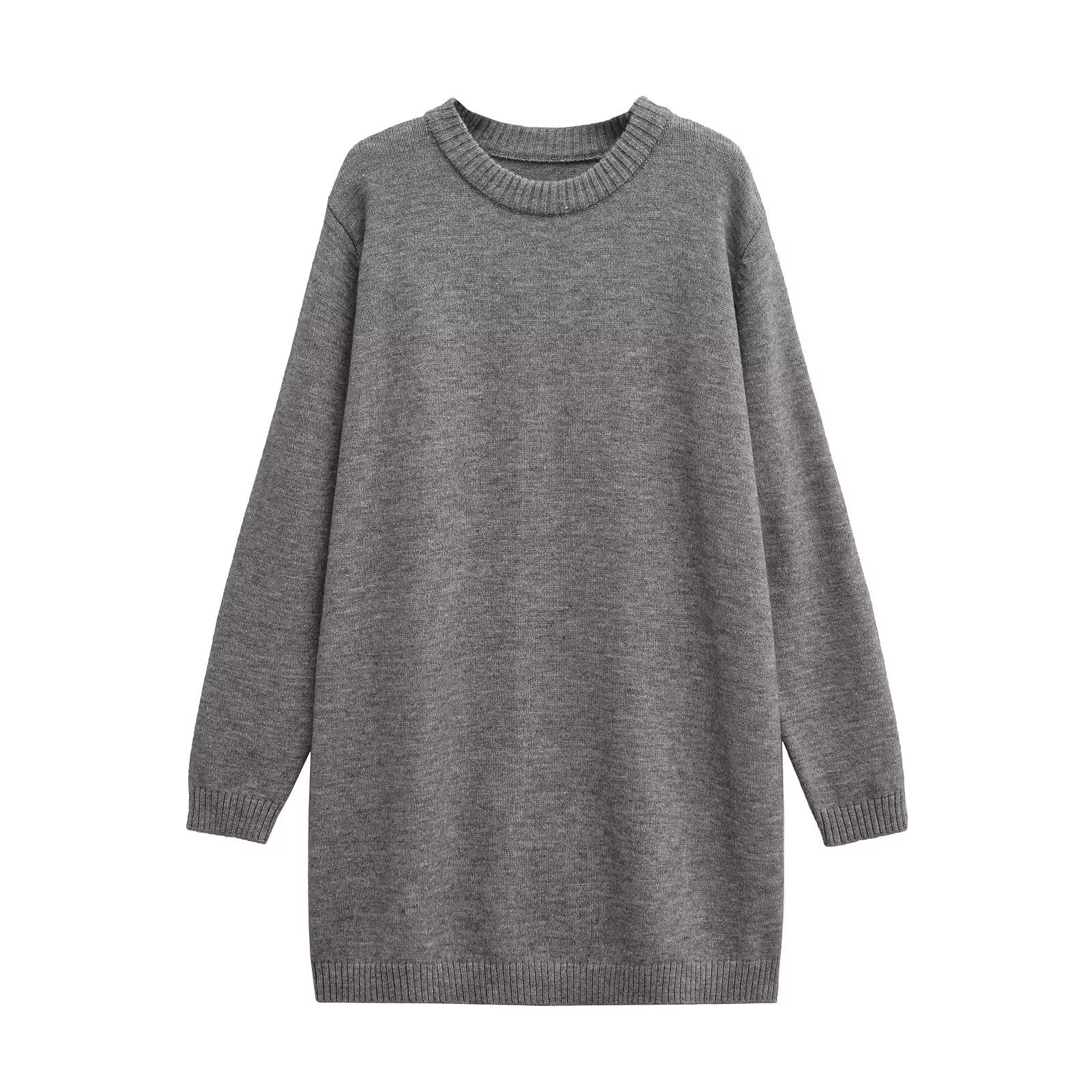 Lazy style casual versatile loose round neck knitted dress