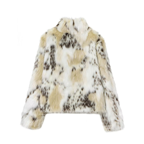 Artificial fur effect women's coat