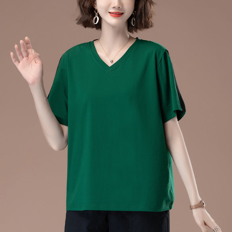 V-neck short sleeved T-shirt for women