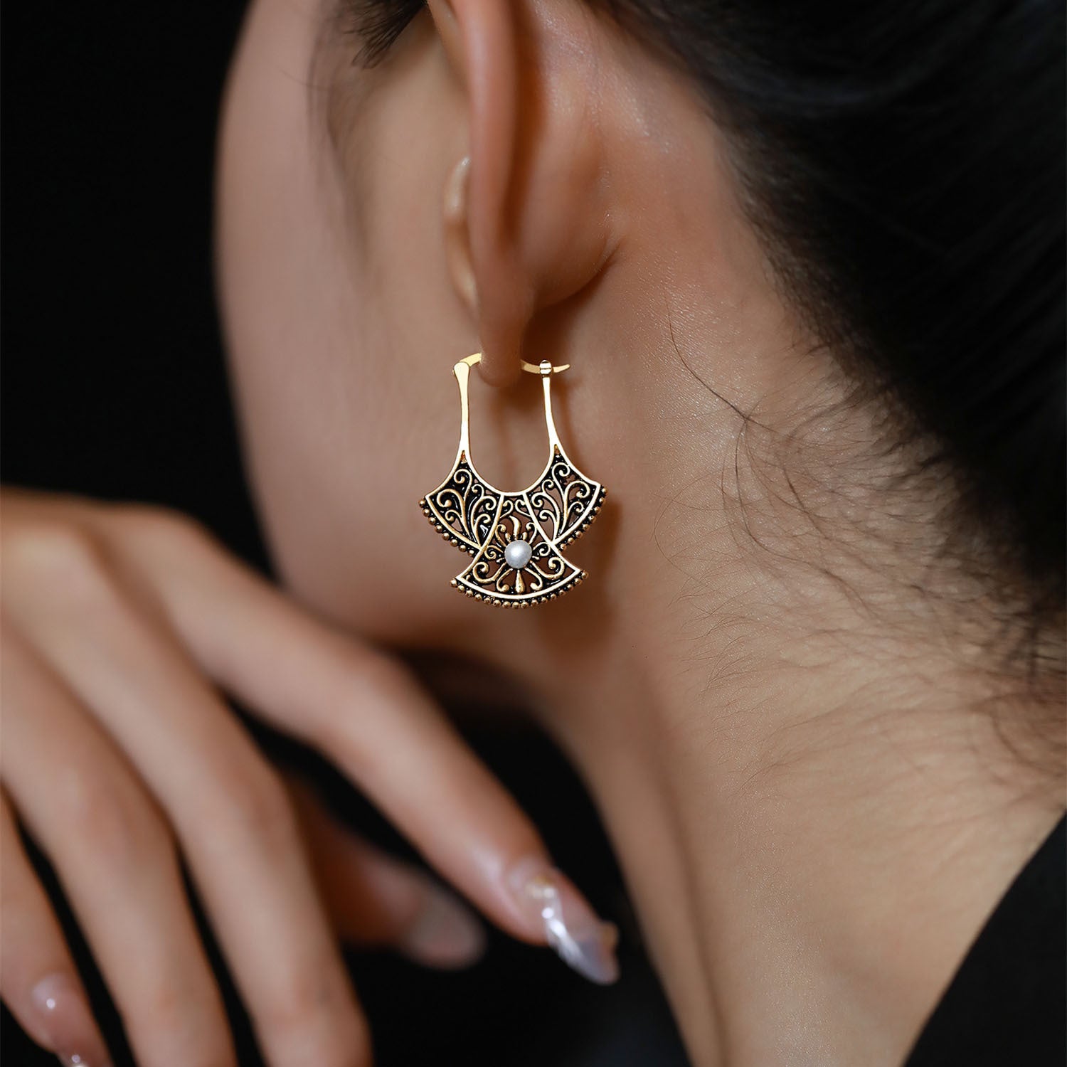 Carved Phoenix Tail Earrings for Women