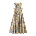 Plant print sleeveless dress