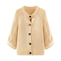 Round neck bubble sleeve knitted jacket