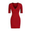 Slim cross V-neck waist cinched dress short skirt