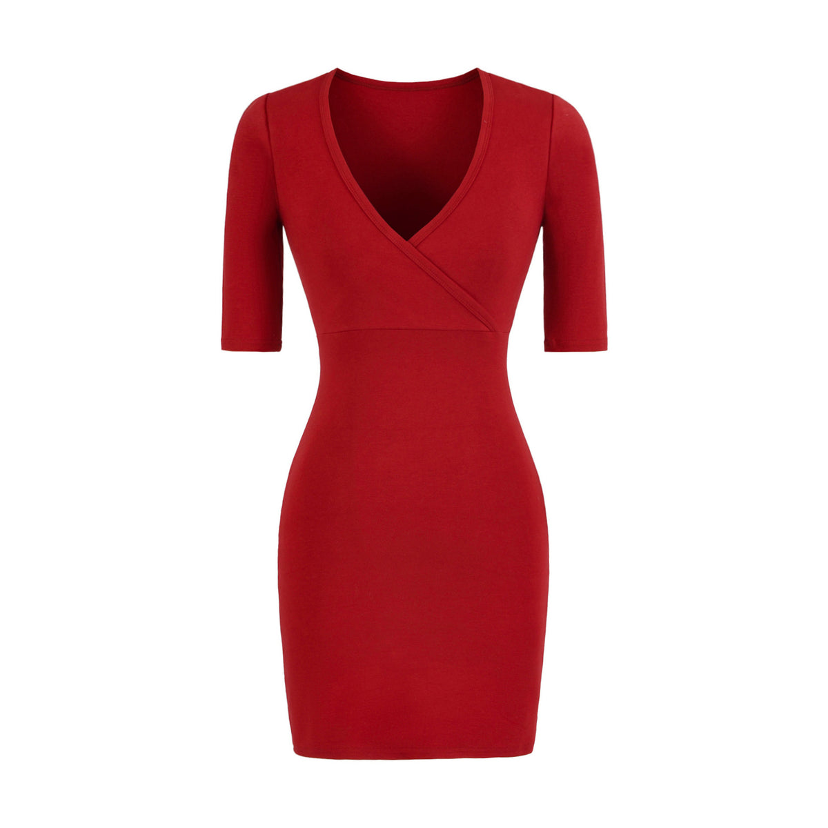 Slim cross V-neck waist cinched dress short skirt