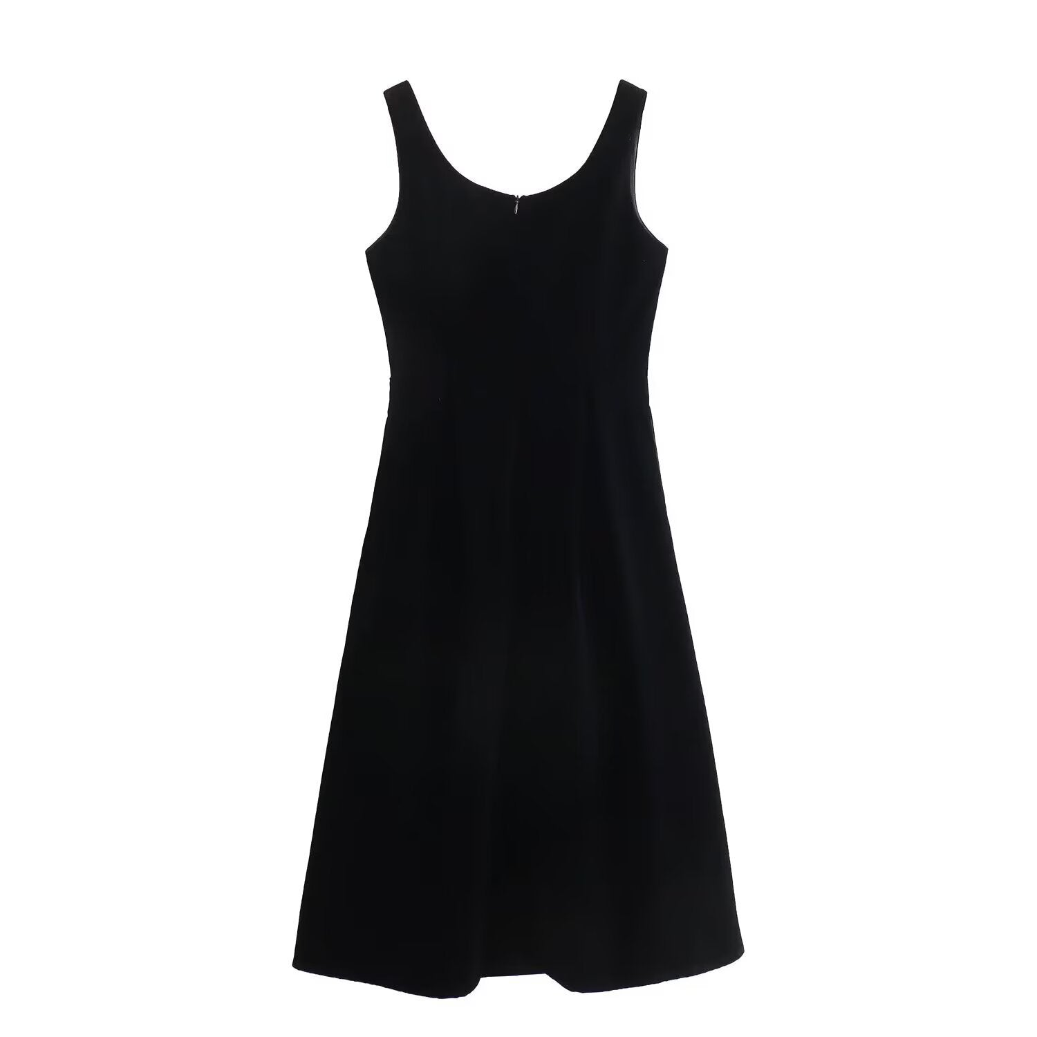 Thick velvet Hepburn style vest sleeveless dress