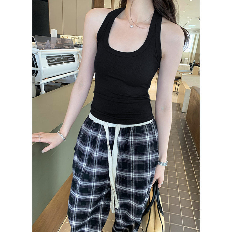 Sexy Fitted Ribbed Stretch Halter Top for Women