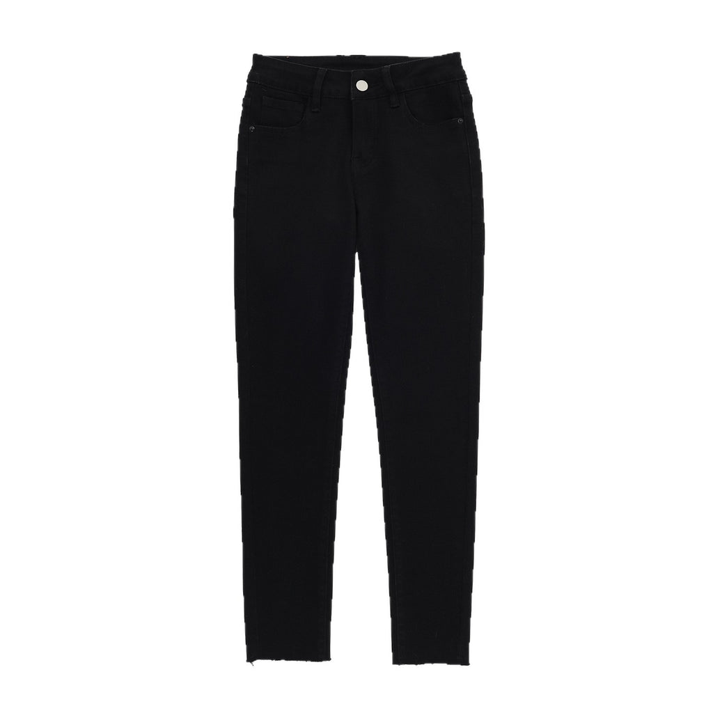 Dark Gray Jeans Low Waist Slim Fit Tight Skinny Pencil Pants