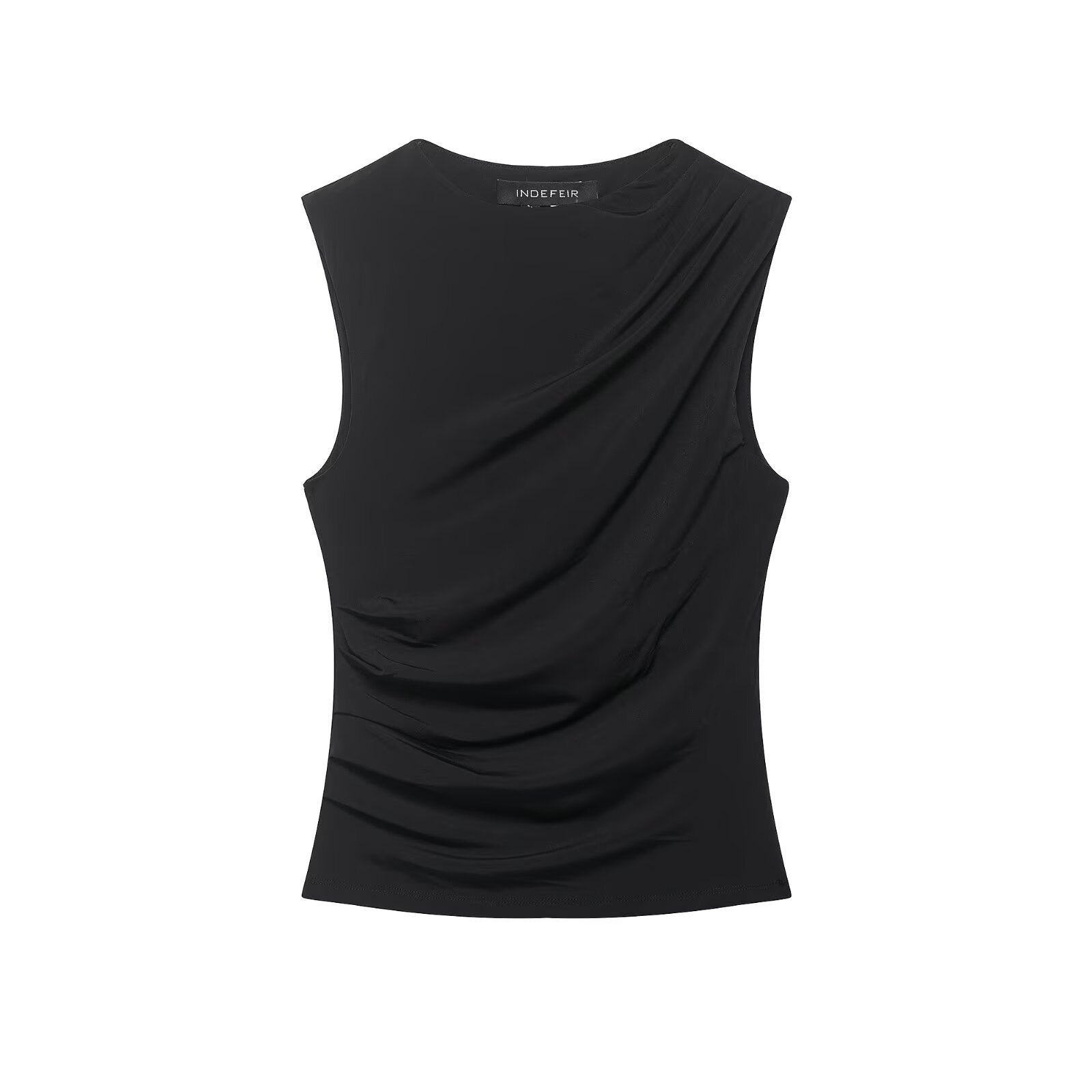 Summer pleated sleeveless slim fit vest