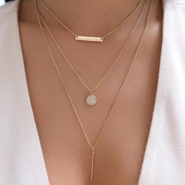 Multilayer Trend Elegant Jewelry Long Snake Chain Crystal St