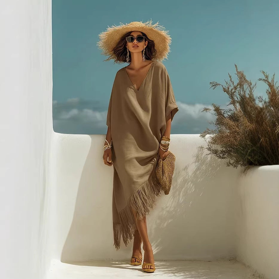 New Casual Beach Travel TK Comfortable Fringe V-neck Sexy Atmosphere Dress