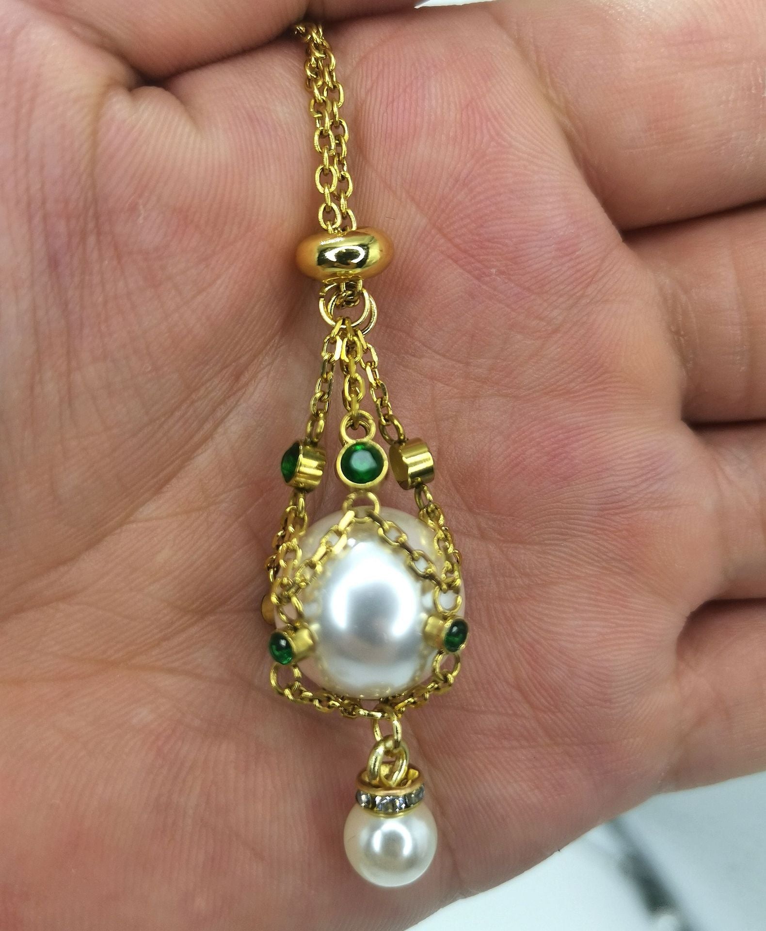 Autumn/Winter Knitted Sweater Chain Metal Mesh Pocket Pearl Neck Chain