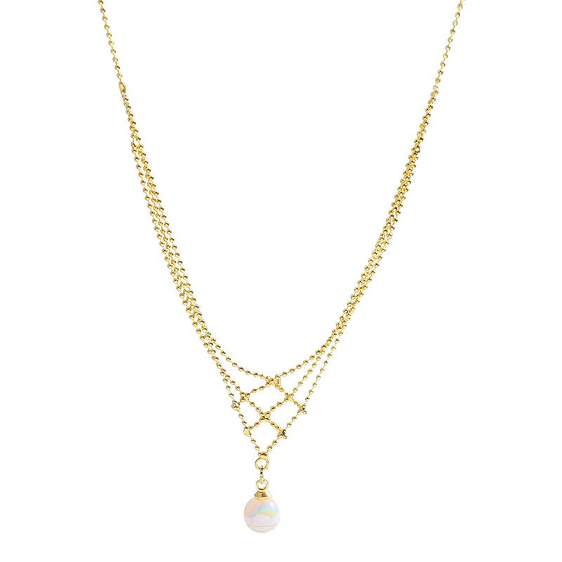 Colorful Pearl Lace Necklace Women's Multi-Layer Necklace Clavicle Chain