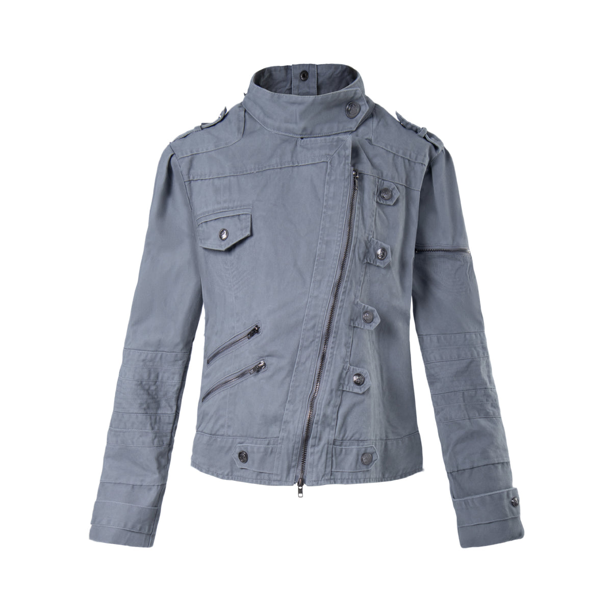 Wash and make old rivet stand collar jacket for women