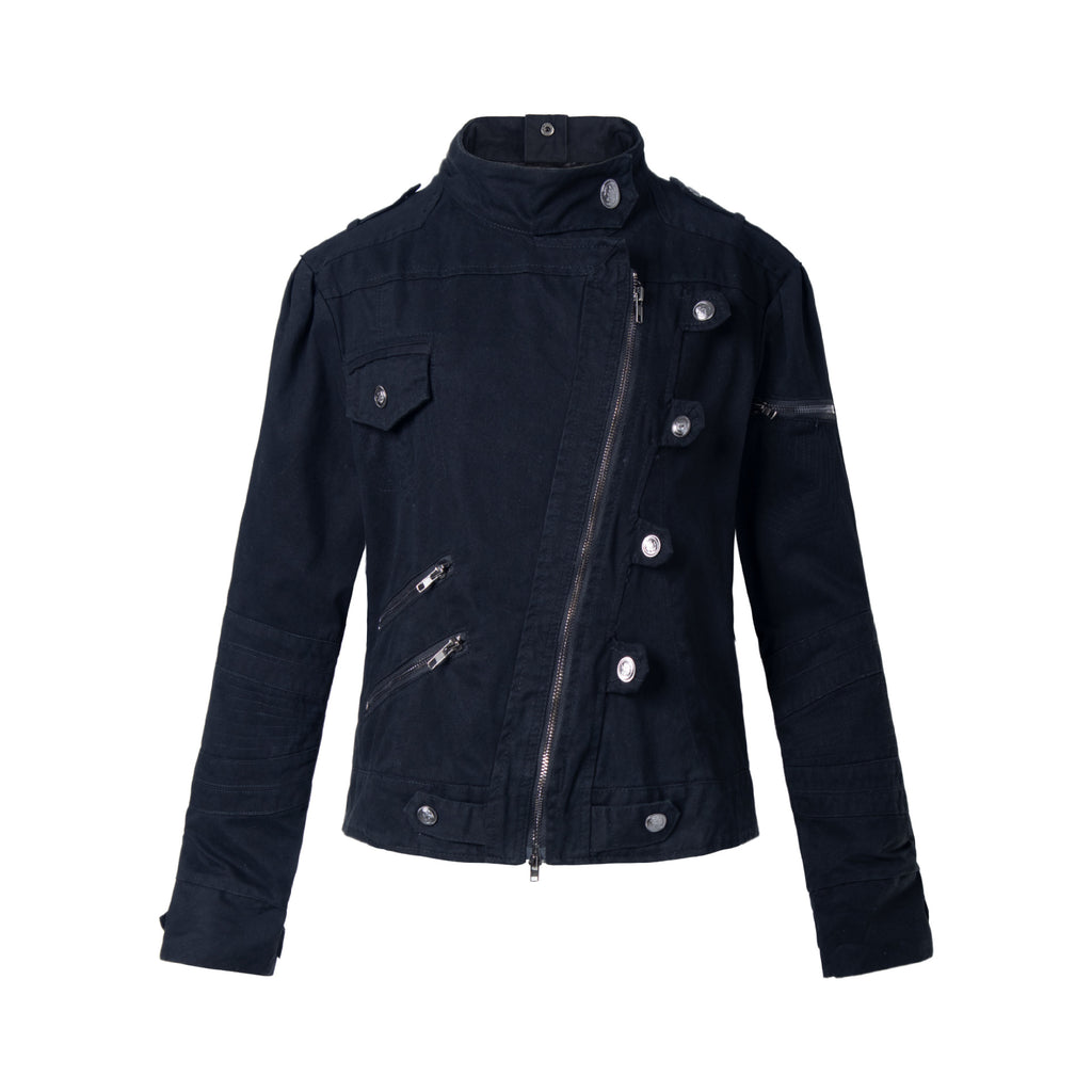Wash and make old rivet stand collar jacket for women