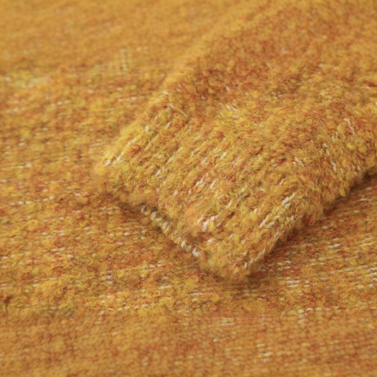 Retro loose yellow round neck sweater jacket for women