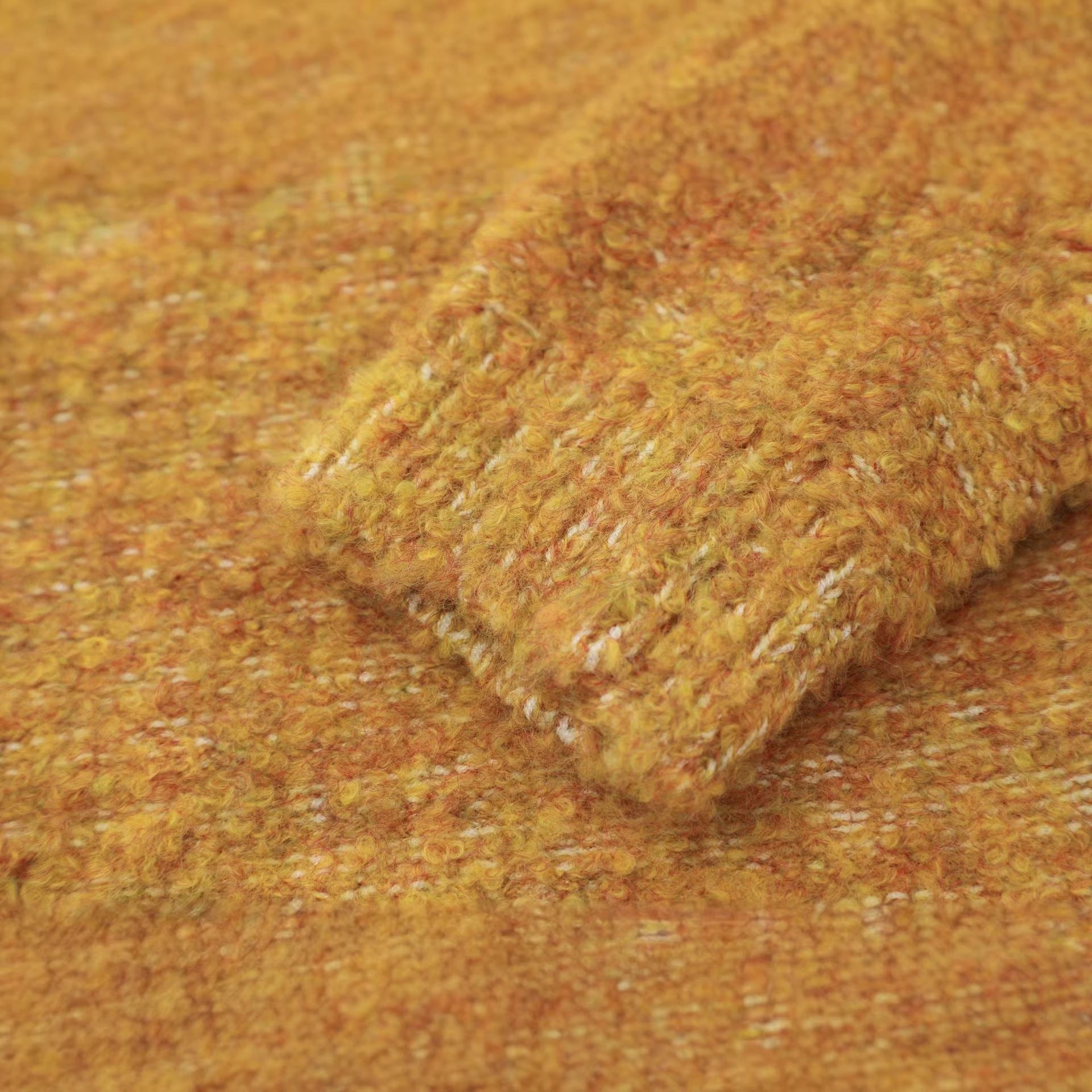 Retro loose yellow round neck sweater jacket for women
