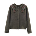 Gentle bead embellished knitted cardigan jacket
