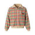 Grid loose woolen workwear lamb wool cotton jacket