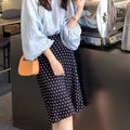 Crete Summer Silk Chiffon Floral Asymmetric Fish Tail Skirt Women  Retro Polka Dot Skirt