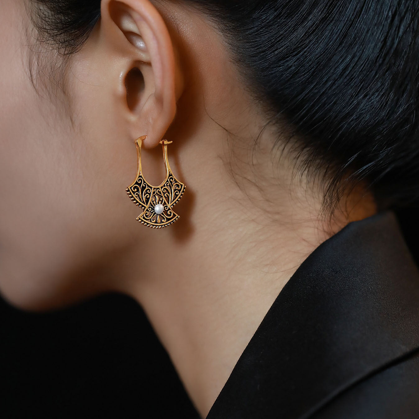 Carved Phoenix Tail Earrings for Women