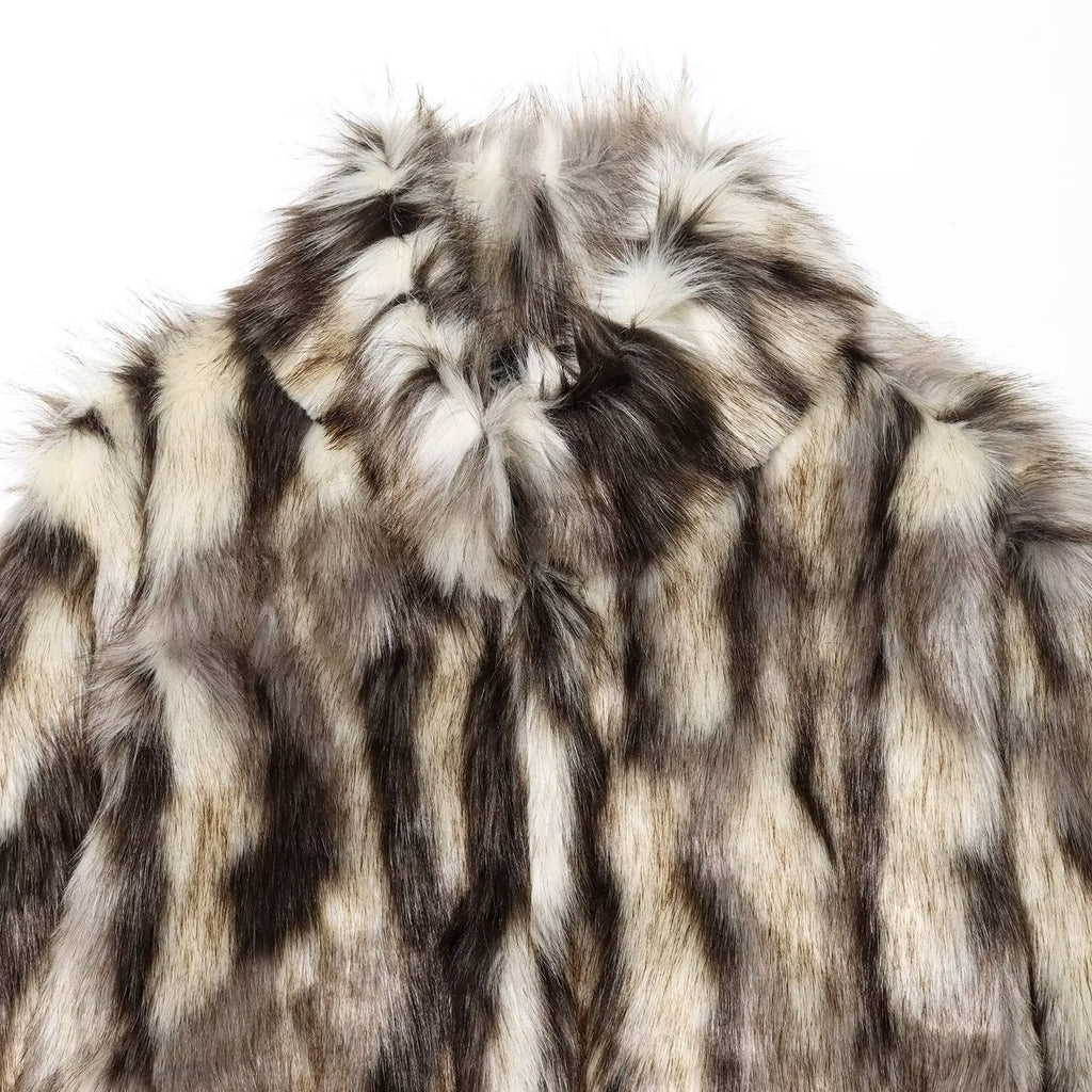 Artificial fur effect coat jacket