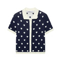 Versatile heart-shaped jacquard knitted polo shirt