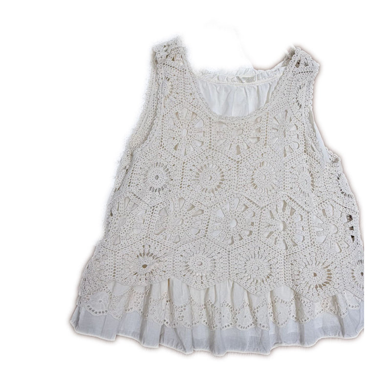 Hook flower hollow knitted camisole vest for women