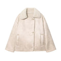 Fur integrated double-sided jacket for women