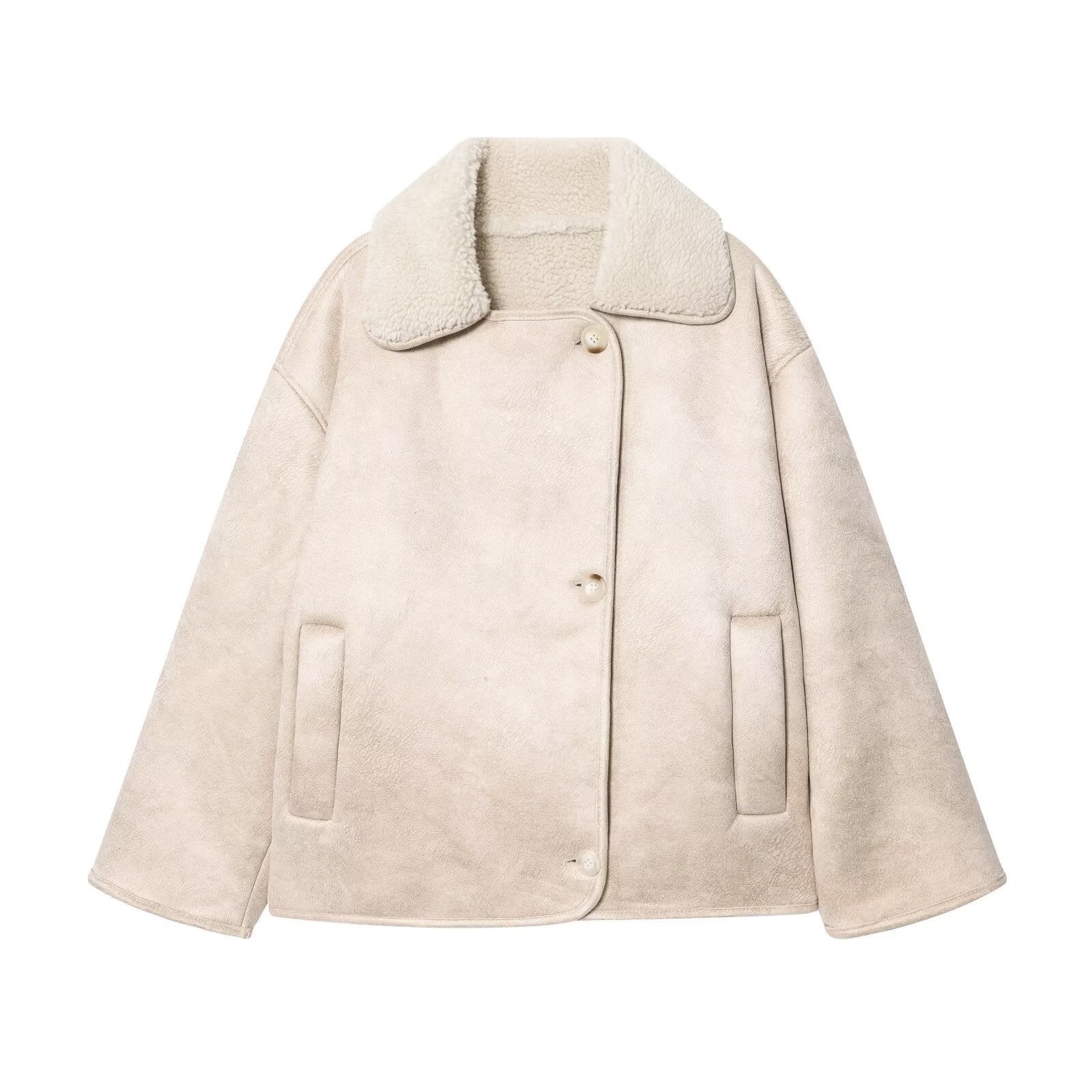 Fur integrated double-sided jacket for women