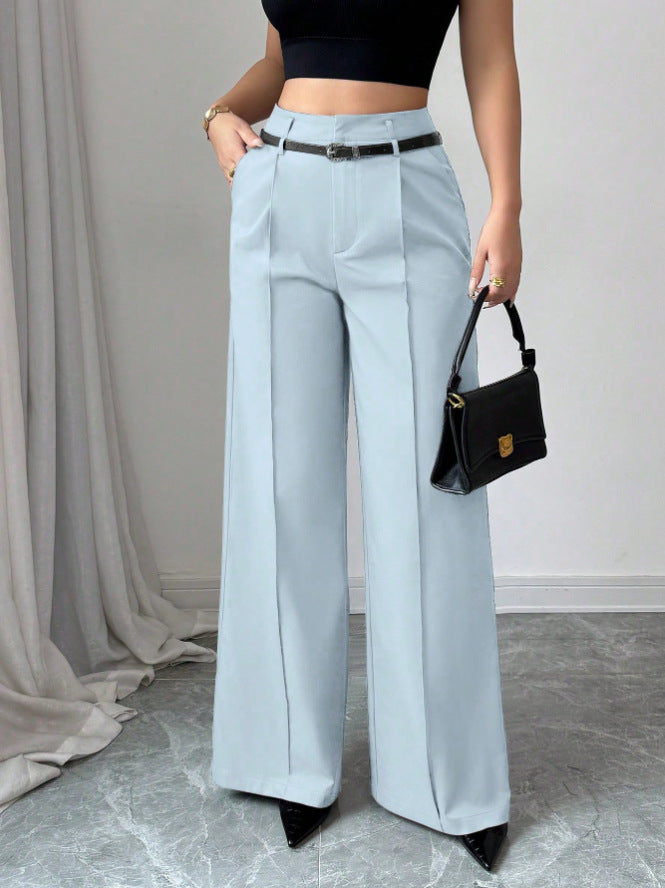High waisted straight leg trousers for women