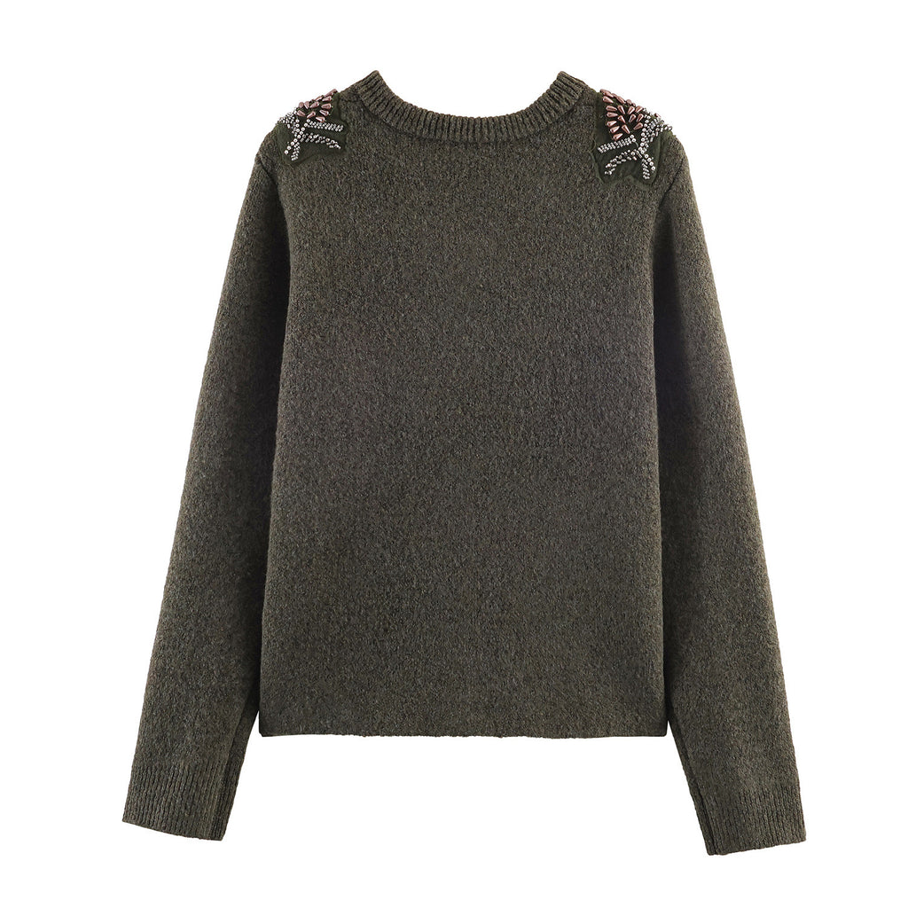 Gentle bead embellished knitted cardigan jacket