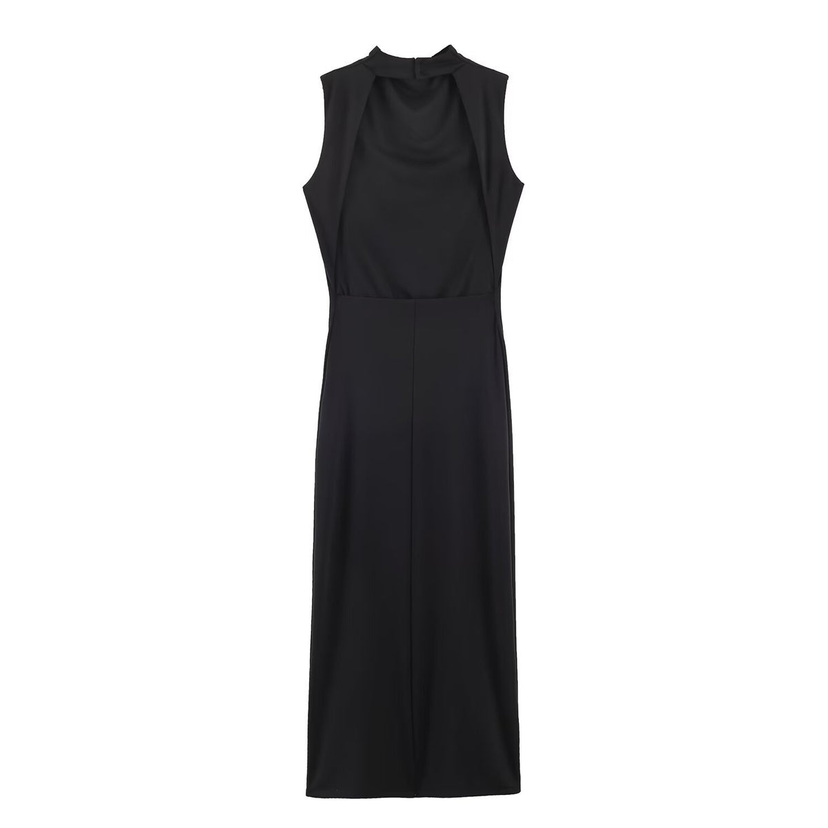 Minimalist solid color backless dress