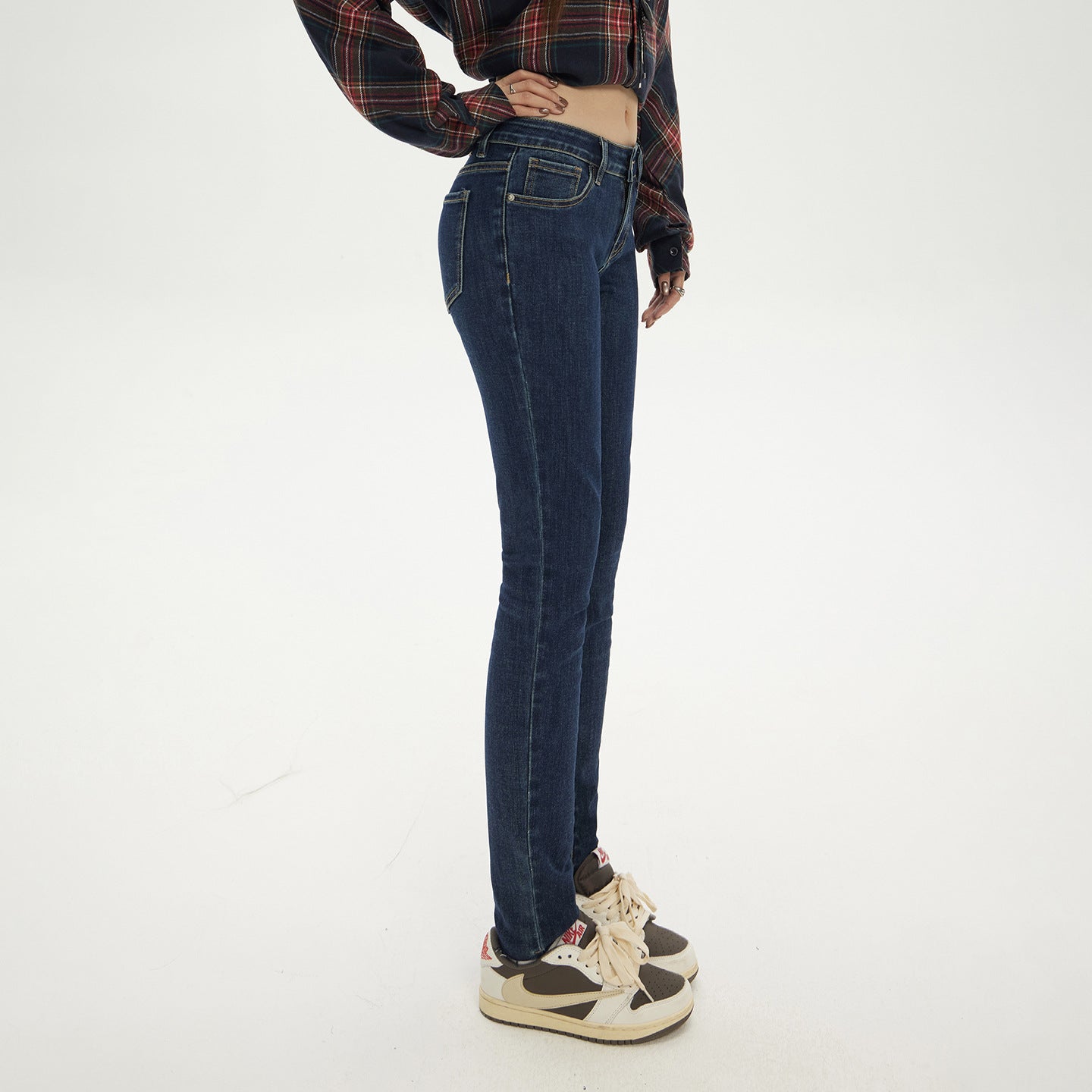 Dark Gray Jeans Low Waist Slim Fit Tight Skinny Pencil Pants