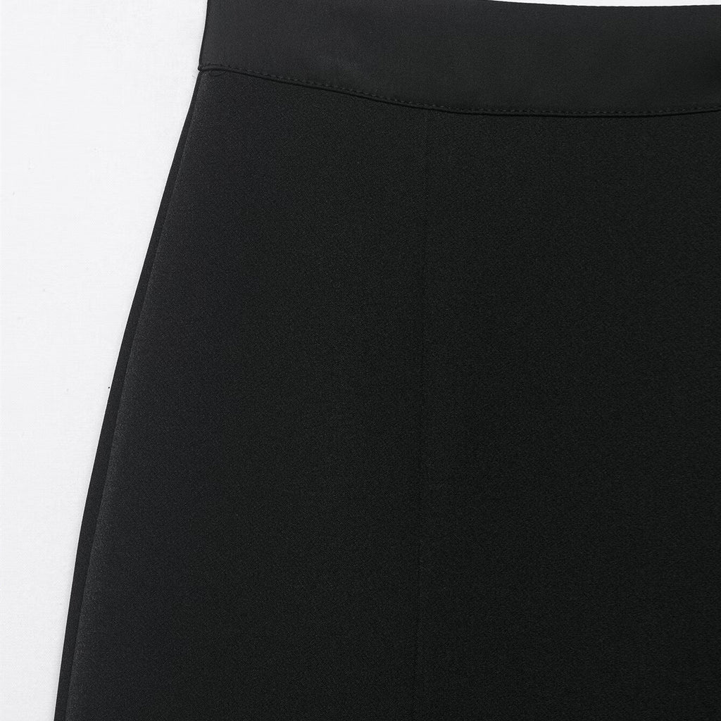High waist slimming slit mid length hip hugging skirt