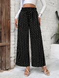 Wave print high waisted wide leg pants