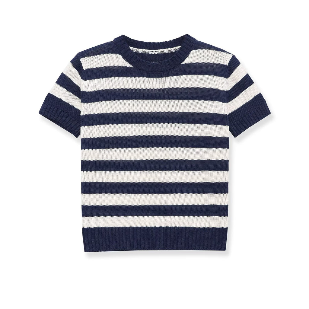 Simple round neck short sleeved casual knitted top