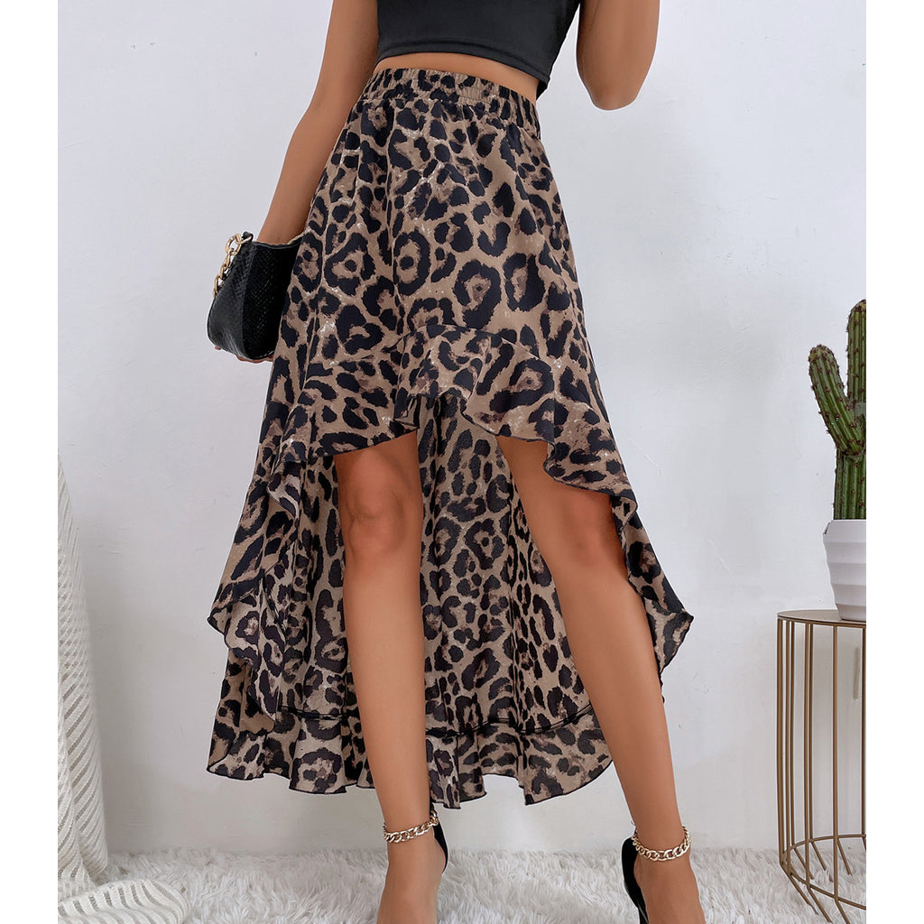 Irregular leopard print skirt
