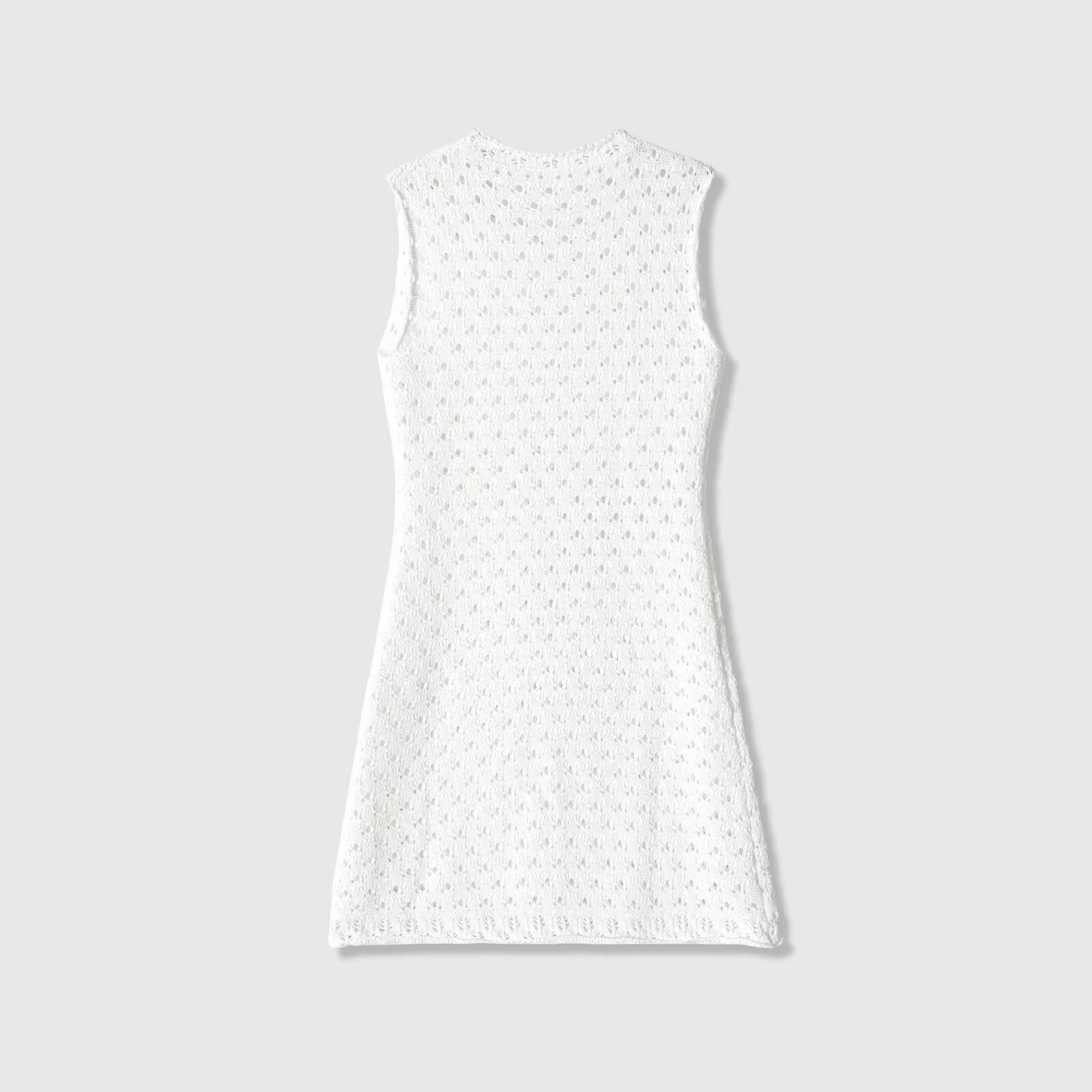 Sleeveless round neck hollow knitted mini dress