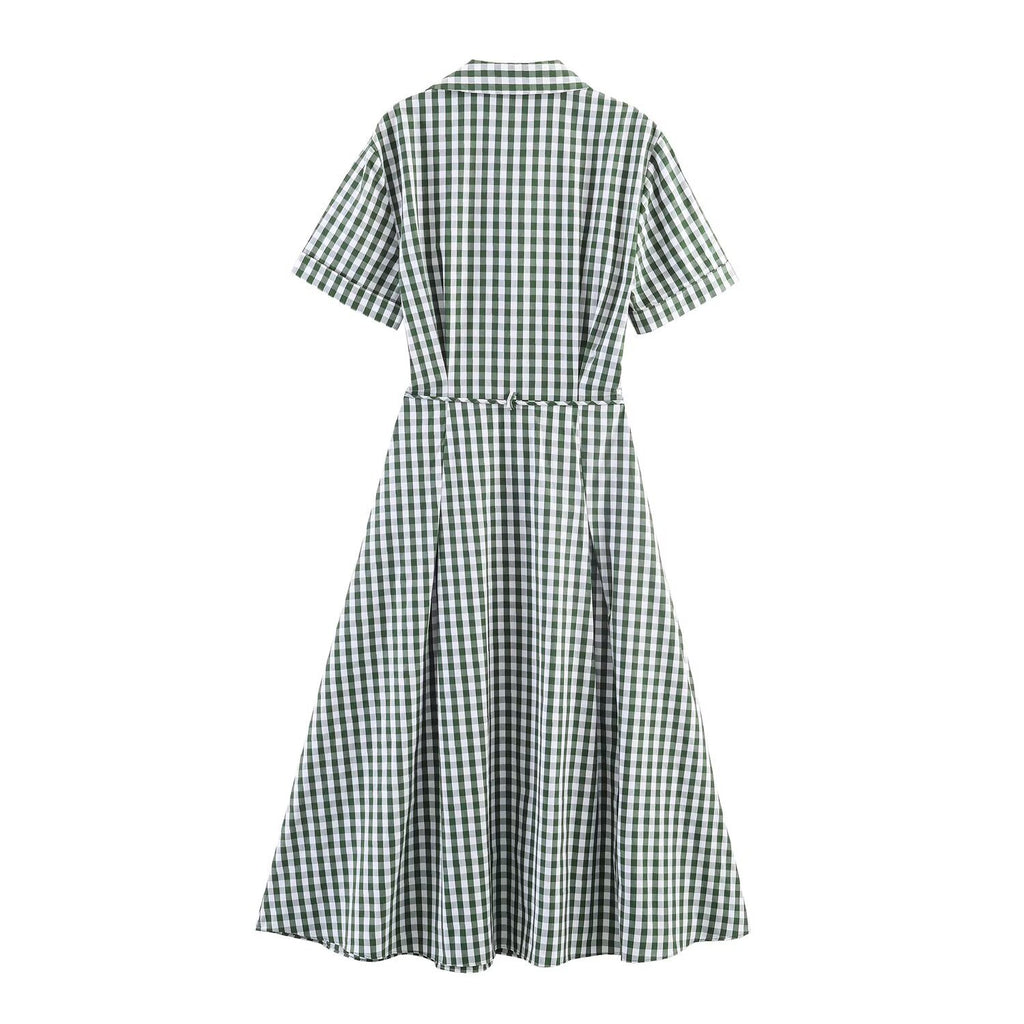 Retro commuting style shirt style dress
