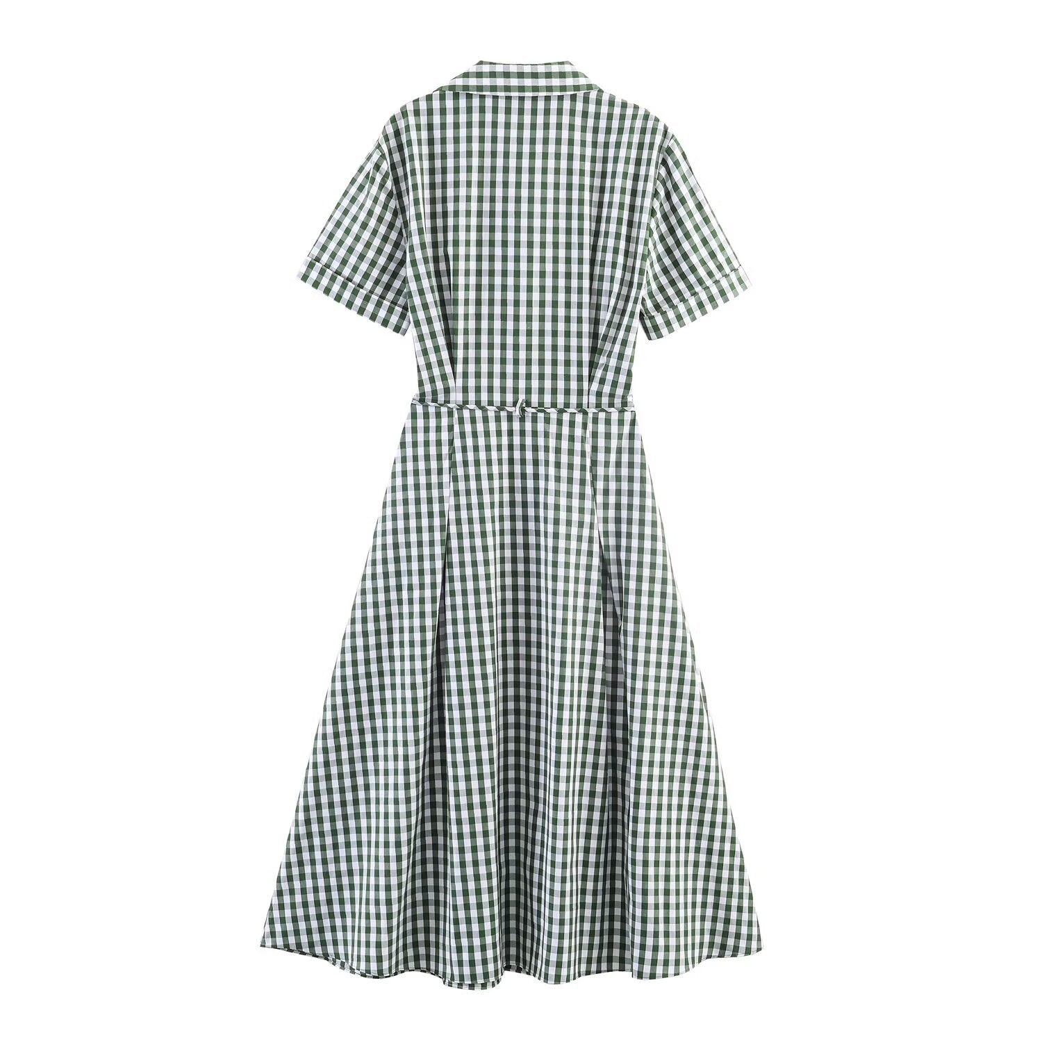 Retro commuting style shirt style dress