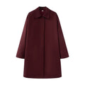 Flip collar long sleeved women's trench coat