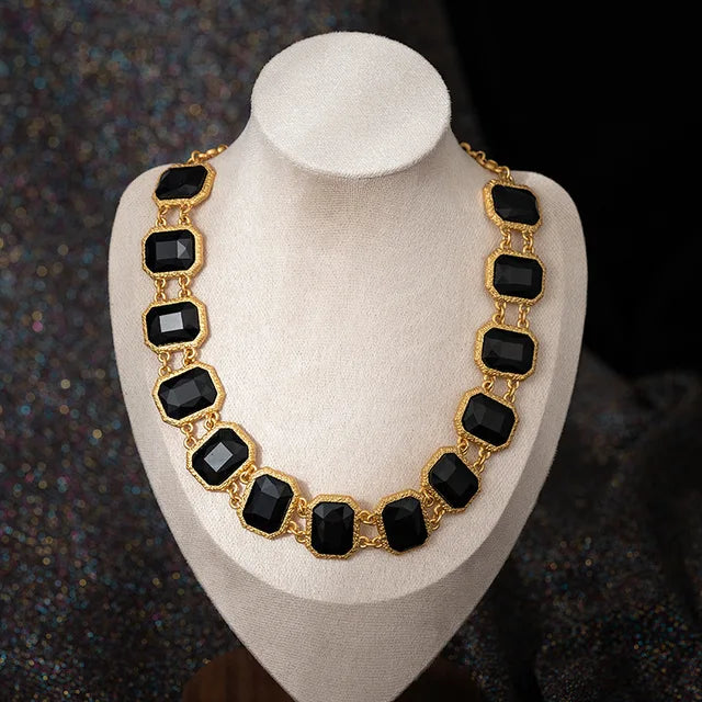 Necklace Women's Fashion Palace Style Block Splicing Retro Clavicle Chain