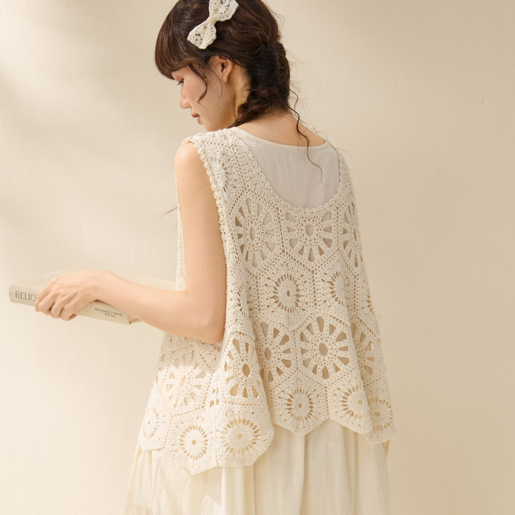 Hook flower hollow knitted camisole vest for women