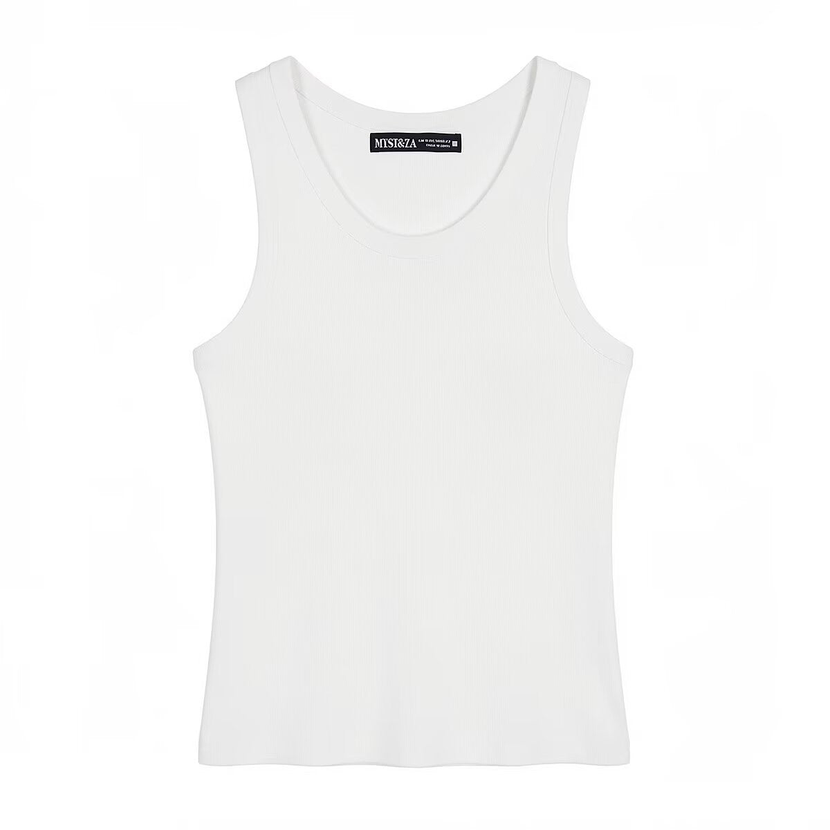 Summer sleeveless round neck ribbed top