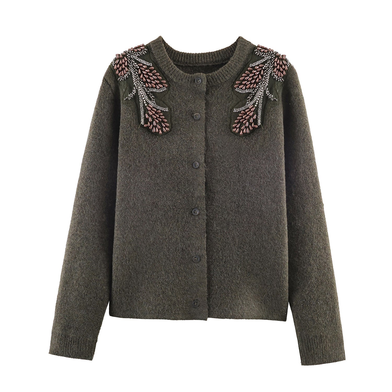Gentle bead embellished knitted cardigan jacket