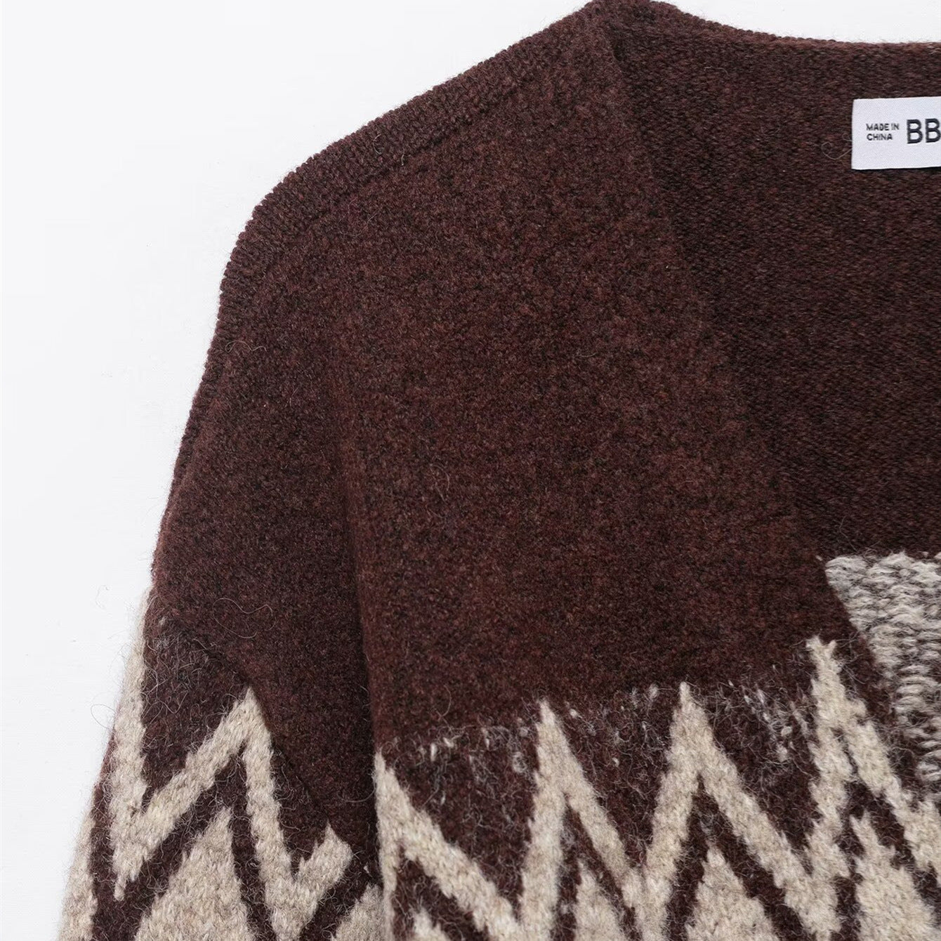 Vintage Jacquard Bead Knitted Coat with Belt